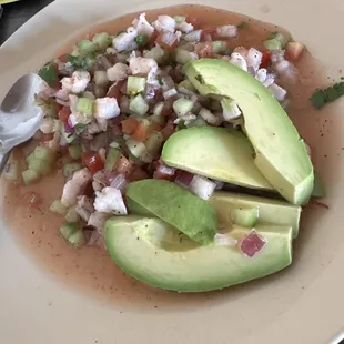Ceviche with Avocado (not showing full tostada, this was what I set aside for my meal)
