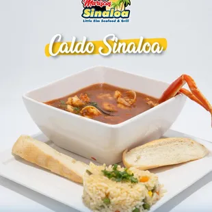  bowl of soup and bread