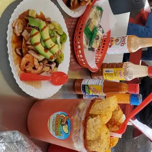 a table full of food