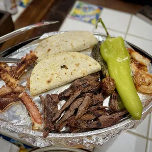 a plate of mexican food