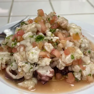 Ceviche de Camaron y Pulpo Tostada