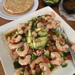 Can&apos;t go wrong with this ceviche plate. Very generous with the shrimp.