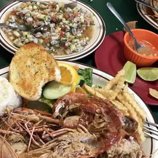 Langostine and ceviche!   The home made hot sauce is not for amateurs!!!