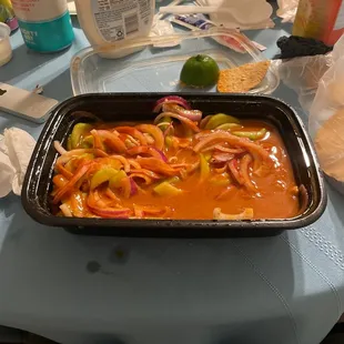 a tray of food on a table