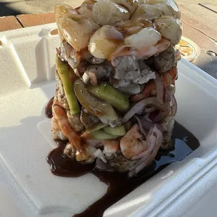Torre de mariscos!!!  Delicious.   Just needed a little more lime