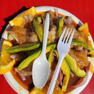 $26 - Aguachile w 3x tostada + 2 pac saltine crackers