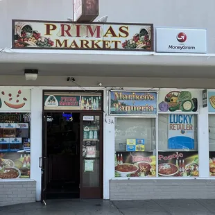 Outside front of store.  Restaurant is inside.