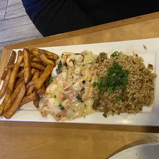 Seafood enchiladas-  so much shrimp and crawfish on top