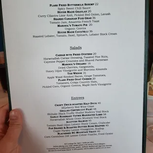 Dinner menu - July 2022