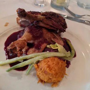 Twice roasted duck, the person eating it loved it.