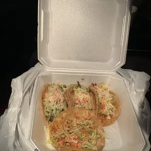 Chicken and steak tacos!