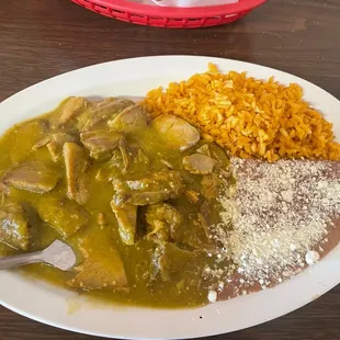 Chile verde rice and beans