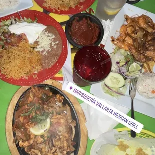 Chicken Fajita, Arachera and Shrimp, Diabla Shrimp