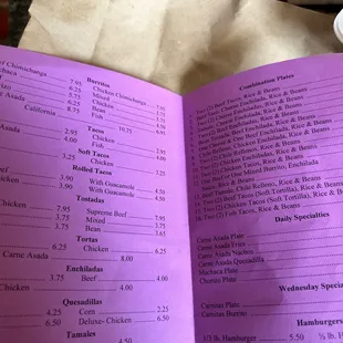 Menu, but Maritza said the prices are Not updated!!!!