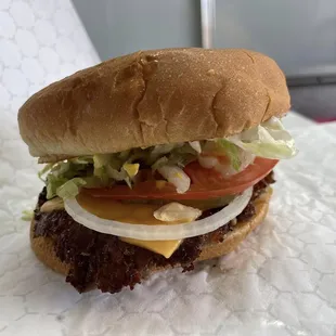 a hamburger on a bun