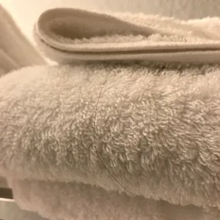 Every towel comes with a complimentary strand of hair, thanks Marjac housekeeping!