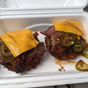 Pulled brisket crispy latkes