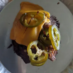 Pulled brisket crispy latke, reheated