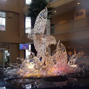 Glass fountain at Blue Harbor Resorts in Sheboygan, WI