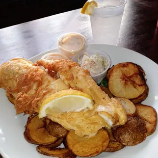 a plate of fish and chips
