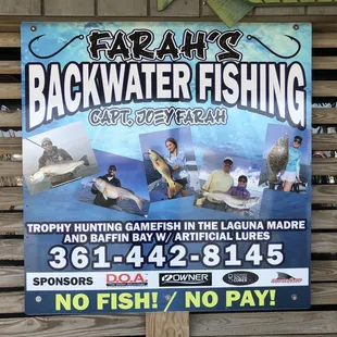 sign for backwater fishing