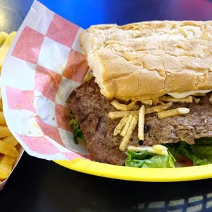 Pressed Double Steak sammy and fries = Awesome!