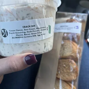Garlic crostinis and crack dip