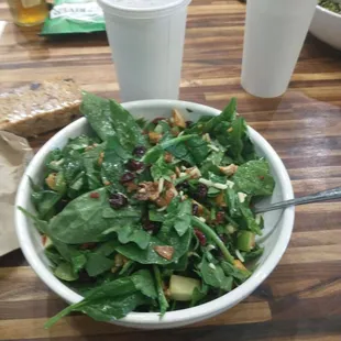 Harvest salad with Blackened Chicken (substitute for Turkey Breast) with Carmel Apple Vinaigrette