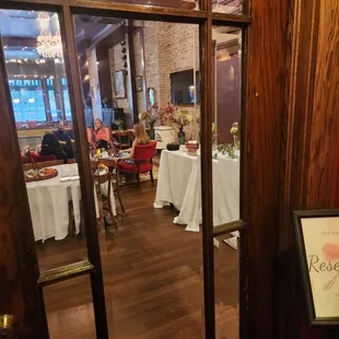 view of dining room through glass doors