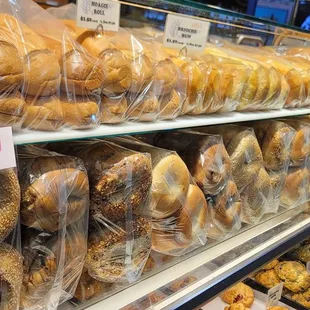 a variety of baked goods on display