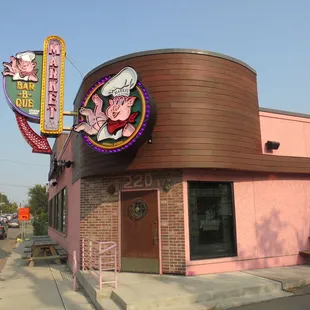 Outside of the building, view looking east.