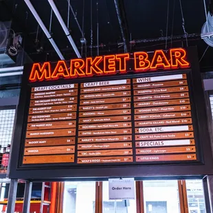 menus and prices on the wall