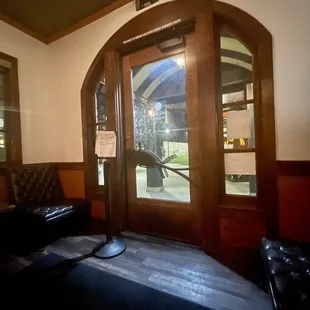 the entrance to the restaurant