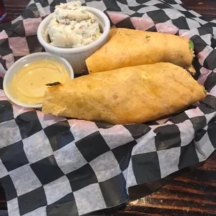 Roasted chicken wrap with potato salad
