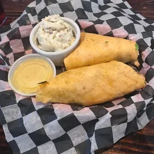 Roasted chicken wrap with potato salad