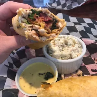 Roasted chicken wrap with potato salad