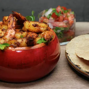 Gambas al Ajillo with a fresh pico de gallo! All from Market District. Shrimp taco night turned out well!