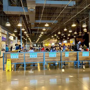 a large group of people eating