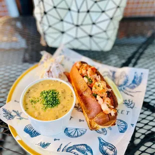 Connecticut lobster roll, chowder