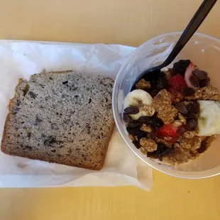 Banana bread and Yogurt bowl