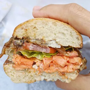 Blackened Sockeye Salmon Sandwich