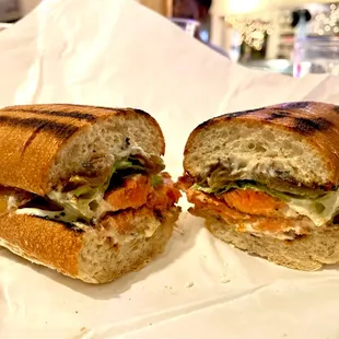 Blackened salmon sandwich