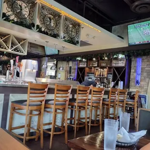 the bar and dining area