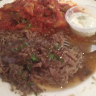 Lamb Roast Cabernet (large size include greek salad, dill, pita brd)