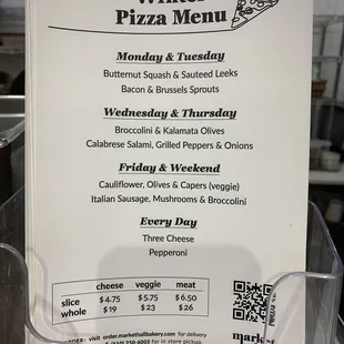 Pizza Menu - Winter 2024