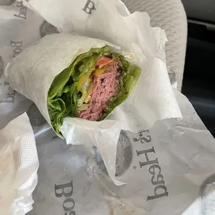 lettuce wrapped pastrami with bbq sauce