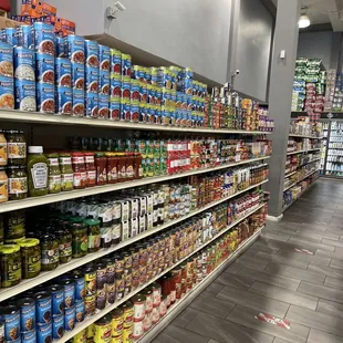 shelves of canned food