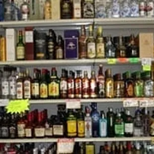 shelves of liquor