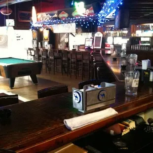 a pool table and a pool table
