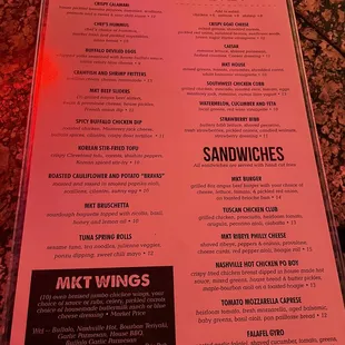Menu as of 8/18/21